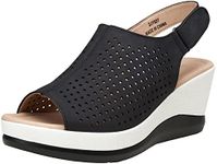 Jeossy Women's 870 Peep Toe Fashion Low Heel Platform Sandals Wedge Shoes,Black,Size 9.5M US(DJY870 Black 09.5)