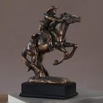 Western Cowboy Riding Horse Statue