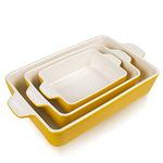 SWEEJAR Ceramic Bakeware Set, Rectangular Baking Dish Lasagna Pans for Cooking, Kitchen, Cake Dinner, Banquet and Daily Use, 11.8 x 7.8 x 2.75 Inches of Baking Pans (Yellow)