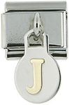 Sabrina Silver Stainless Steel 18k Gold Hanging Italian Charm Initial Letter J for Italian Charm Bracelets