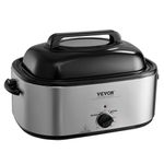 VEVOR 26 QT Turkey Roaster Oven with Self-Basting Lid, Electric Roaster Oven, 1450W Roaster Oven with Defrost & Warm Function, Adjustable Temperature, Removable Pan & Rack, Fits Turkeys Up to 30LBS