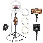 UPhitnis 10" Ring Light with Tripod Stand & Phone Holder, Selfie Ring Light with 63" Tripod Stand with 3 Light Modes & 10 Brightness Level for YouTube/Instagram/Video/Photography/Live Streaming…