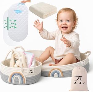 Baby Changing Basket Gift Set – 05 Pieces Includes Diaper Caddy Organizer, Soft Blanket, Cotton Storage Bag & Waterproof Pad – 5 Essential Newborn Items, Boho Baby Changing Pad, Nursery Gift