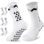 Meng Jiaran 3 Pairs Sports Grip Socks Men Grip Socks, 39-44 Grip Football Socks for Men, Anti-Slip Socks Non Skid Training Athletic Socks for Soccer Football Basketball Running Hiking