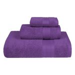 Trident Soft Comfort Air Rich Towels for Bath, 100% Cotton Towel, Super Soft, Highly Absorbent, 3 Pieces Towel Set, 500 GSM - Plum