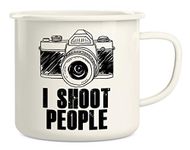 Retreez I Shoot People, Camera Photographer 16 Oz Enamel Stainless Steel Metal Camping Campfire Coffee Mug Cup - Funny Sarcastic Inspirational birthday gift for friends coworker sister brother dad mom