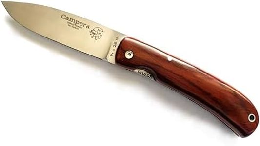 J&V Navaja Campera Cuchillo Plegable de Bolsillo para Acampada Bushcraft Campo Supervivencia Caza Pesca Marcha, Hoja de 8,5 cm Acero Inoxidable Sandvik 14C28N, Hecho en España