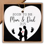 Pregnancy Announcements Gifts Soon to Be Mom & Dad in 2025 Christmas Ornament Keepsake Sign Heart Plaque Pregnancy Gifts for First Time Moms Dads Baby Announcements Ideas