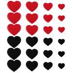 Lystaii 24pcs Heart Shape Iron on Patches Cute Mini Heart Iron-on sew-on Patches Embroidered Applique Decoration Patches Assorted Size Custom Patches for Clothing Jackets Jeans Hats Bags (Red, Black)