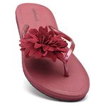 Floret Women Flip Flop|Soft comfortable|Waterproof|Stylish|Ultra-Lightweight|Skid- Resistant|Beachwear|Thong slippers|Trendy|Bathroom slippers|Indoor Outdoor|Daily Use|Chappal for Women|RED|UK 8