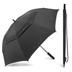 ZOMAKE Extra Large Golf Umbrella Windproof 80 Inch - Grand Parapluie de Golf Oversize Umbrella Double Canopy Vented Men's Golf Umbrellas for Rain Stick Umbrellas(Black)