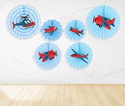 Untumble Aeroplane Theme Paper Fans Set | Perfect for Plane Theme Birthday Party Decorations | Pack of 6