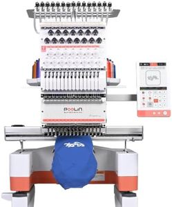 Poolin EOM 15 Needles Embroidery Machine,14.2"×9.5",Embroidery for Hats,Caps,Patches,Sweatshirts,Beginner-Friendly,9" Touch,1200 SPM,Auto Color Change & Trim,Wi-Fi/USB,Includes Digitizing Software