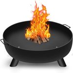 AMAGABELI GARDEN & HOME Fire Pit Outdoor Wood Burning Firepit for Outside Fire Bowl 28 inch Cast Iron Large Round for Bonfire Campfire Patio Backyard Deck Camping Heavy Duty Metal Rustproof Black