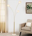 DLLT Floor Lamp, 3-Light Adjustable Metal Floor Lamps with Marble Base, Dimmable Tall Pole Tree Standing Lamp with Flexible Rotating Lights for Living Room, Bedroom(Gold, G9 Bulbs Included)