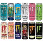 Monster Energy Drink Variety Pack (500ml) Each Cans By COUGAR, Zero Sugar and Juice Options, 12 Flavours Assortment (Imported-USA)