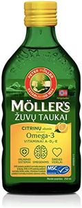 Möller's - Aceite de hígado de bacalao con omega 3 con sabor a limón - Para niños y adultos, 250 unidades.