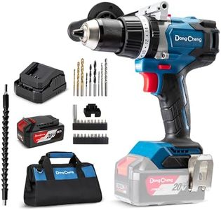 Dong Cheng 1062 in-lbs(120Nm) 20V Brushless Cordless Hammer Drill | 32,000 BPM, 1/2" Keyless Metal Chuck, 2-Speed 25+1 Clutch, Impact Drill Kit with 4.0Ah Battery for Brick Wall, Metal, Wood