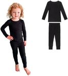 Posh Peanut Solid Ribbed Black - Long Sleeve Basic Pajama - 12-18 months