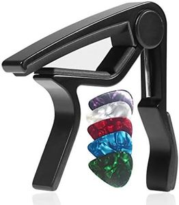 WINGO Guitar Capo for Acoustic and Electric Guitars with 5 Picks for Free, Black.