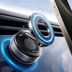 MRGLAS 2025 Upgraded Vacuum Magnetic Phone Holder Stand, for Magsafe Suction Cup Phone Mount [89+LBS Strongest Suction & 2800gf Strongest Magnetic] Adjustable Swivel Lock, for Your Car/Gym/Mirror