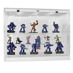 CASEMATIX LED Miniature Display Case with Three Tiered Acrylic Miniature Storage Figure Case Rows, Includes 20 Residue Free Grip Pads Compatible with Standard Miniatures and Large Warhammer 40k, DND