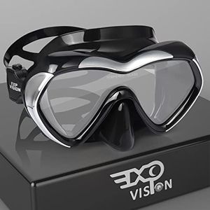Scuba Diving Mask Anti-Fog Panoramic Snorkel Goggles, Adult Mirror Swim Mask Single Lens Swim Goggles wIith Nose Cover for Diving, Snorkeling, Swimming (Black)