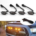 CLOUDSALE 4 Pieces Smoked LED Lens Front Grille Running Light universal for car