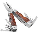 Rosewood Multi Tool, Knife, Tough Belt Pouch, Needle & General Pliers, Wirecutter, Screwdrivers - Phillips & Flathead, 10 Piece Bit Set, File, 2 Inch Rule, Can Opener, Bottle Opener etc.