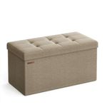 SONGMICS Storage Ottoman, Foldable Small Ottoman Foot Rest, 38 x 76 x 38 cm Foot Stool, Cube Ottoman with Storage, Load up to 300 kg, for Living Room, Bedroom, Entryway, Camel Brown LSF047K51