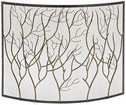 Deco 79 Metal Tree Branch Single Panel Fireplace Screen with Mesh Netting, 39" x 7" x 33", Brass