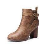 DREAM PAIRS Women's Boots Chunky Heel Ankle Booties Shoes SDAB2431W,Size 6,Tan-Pu,SDAB2431W