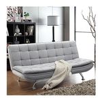 INMOZATA Fabric Sofa Bed Double 3 Seater Recliner Sofa 193cm Spring Corner Couch Lounge Sofa Bed with Chrome Legs for Living Room Bedroom Home Office Furniture Light Grey (Fabric)