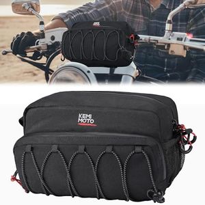 KEMIMOTO Motorcycle Handlebar Bag, Motorcycle Tool Bag,Black Sissy Bar Bicycle Handlebar Bag, Front Storage Accessory Bag for Cruiser Softail Dyna Sportsters