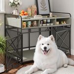 Fulhope Dog Crate Furniture,Wooden Dog Crate End Table,48 Inch Dog Kennel with Drawers,Heavy Duty Dog Crate,Decorative Pet Crate Dog Cage for Indoor 48.2" L x 27.6" W x 35.7" H (Grey)