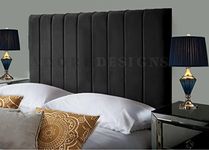 Serenity Headboards Divan Bed Headboard Elegant Portland Plush Velvet 24 inch Height Padded Lined Headboard (5ft Kingsize, Black)