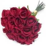 A1-Homes Artificial Roses, Bundle of 18 Artificial Red Roses, 30cm Bunch of Fake Flowers for Decoration, Artificial Flowers for Outdoor & Indoor Events Wedding Party Home Decoration