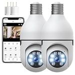 Topiacam 2PACK Light Socket Security Cameras Wireless Indoor/Outdoor Light Bulb Security Camera,Light Camera Outdoor with Color Night Vision,2-Way Talk, 7/24 Recording,Motion Tracking(2.4G WiFi)