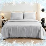 HCORA Cooling Duvet Cover King Size - Double Side Arc-Chill Q-Max>0.5 Cooling Fiber Duvet Cover Set 3PCS - Soft, Breathable, Cooling Comforter Cover with Zipper Closure & Corner Ties (Light Grey)