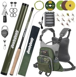 QualyQualy Tenkara Fly Rod Combo Beginner Kit, Tenkara Fishing Rod in 8.7ft/10.6ft/11.6ft 24T Fly Fishing Kit with Telescopic Fly Rod Flies Tippet and Fishing Chest Bag