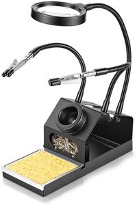 Soldering Iron Stand, Premium Soldering Iron Holder with Magnifying Glass and Helping Hands, Cleaning Sponge and Brass Wool