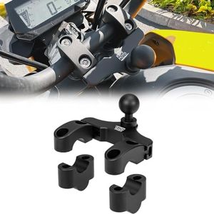 KEMIMOTO 7/8" 22mm Motorcycle Handlebar Mount Clamp Ball Mount Compatible with Grom KLR650 CRF250L Trail 125 CT125 Aluminum Handlebar Riser with 1" Ball Mount for GPS Phone