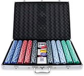 PARTY CENTRAL New Poker Chip Set - Poker Set with Aluminum Case, Dices and Card Casino Chips for Texas Holdem Blackjack Gambling (1000 pcs Chips 6 Dices)