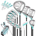 PGM Women's Golf Club Set with 12pcs Clubs - 4 Woods(#1,3,5,4H), 7 Irons(#5,6,7,8,9,PW,SW), and 1 Putter - Golf Stand Bag