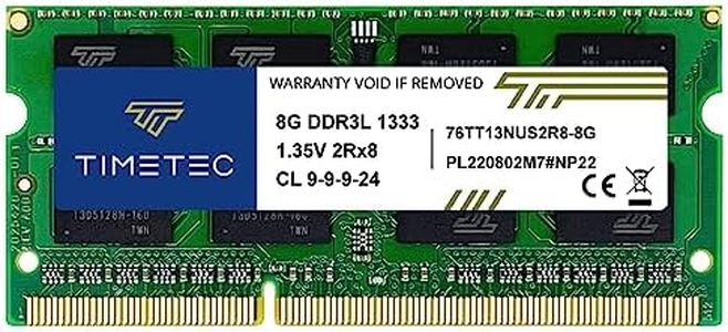 Timetec 8GB DDR3 1333MHz PC3-10600 Non-ECC Unbuffered 1.5V CL9 2Rx8 Dual Rank 204 Pin SODIMM Laptop Notebook PC Computer Memory RAM Module Upgrade (8GB)