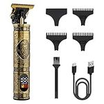 Hair Clippers Men,Mcbazel Rechargeable Cordless Hair Clipper Razor with LCD Display,Hair Trimmers Cordless,Beard Trimmer Hair Clippers with 4 Guide Combs-Gold