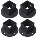 Wpbhk 4Pcs Floor Flange 2x2 Post Anchor Base Heavy Duty Solid Square Fence Pole Base Black Wall Mount Brackets kit for Deck Railing Mailbox