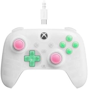 8BitDo Ultimate Mini Wired Controller for Xbox with RGB Lighting Fire Ring, Hall Effect Joysticks and Triggers, for Xbox Series X|S, Xbox One, Windows 10/11 - Officially Licensed (Translucent White)