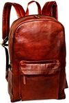 18" Brown Leather Backpack Vintage Rucksack Laptop Bag Water Resistant Casual Daypack College Bookbag Comfortable Lightweight Travel Backpack Hiking/Picnic Bag for Men