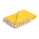 YOGAVNI Yoga Blanket Deluxe Mexican Blanket - Solid Colour Throw Blanket Meditation, Yoga, Decor, or Outdoor and Camping Accessory Premium Hand Woven Recycled Fiber - Yellow